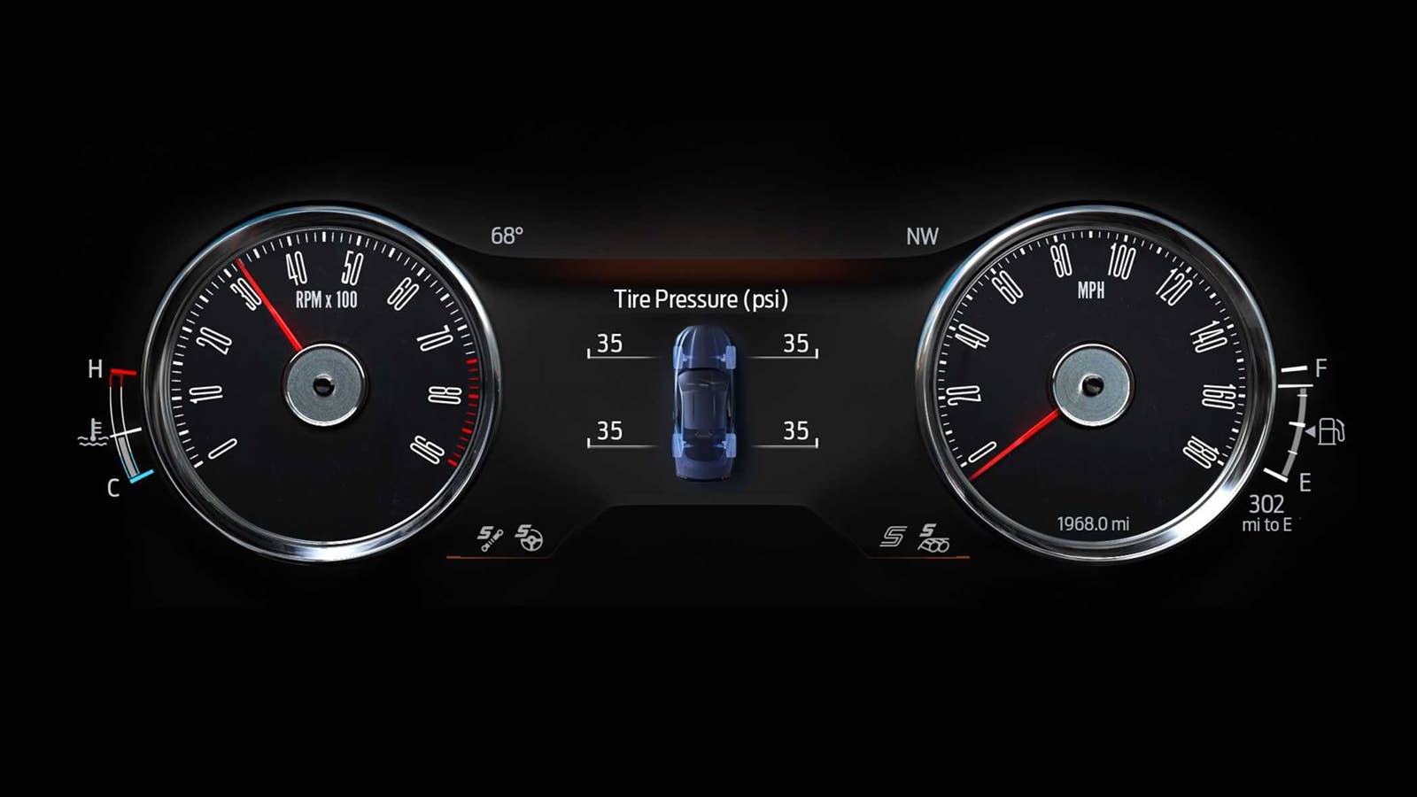 Ford Mustang 1965-style gauge cluster graphics