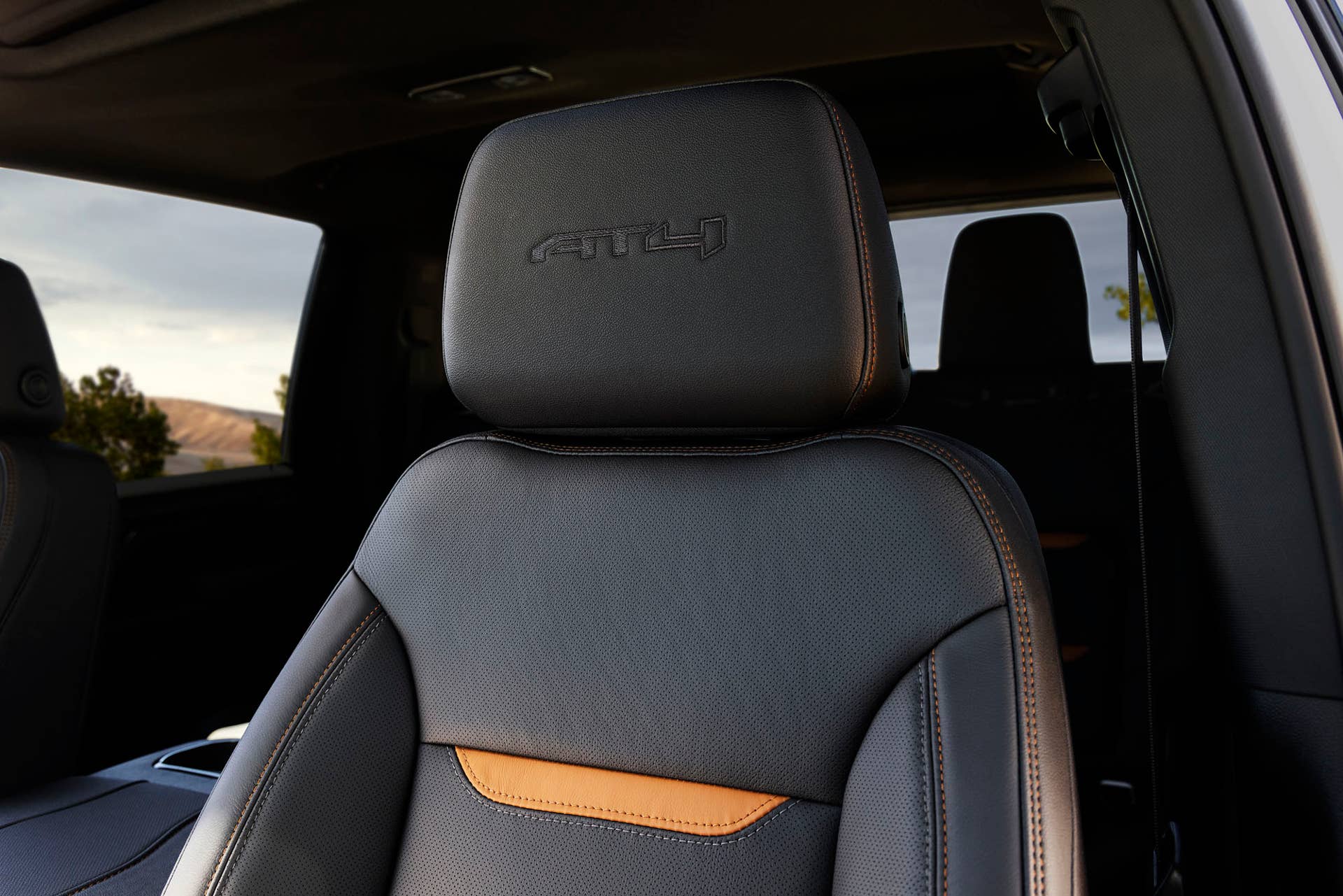Interior view of 2024 GMC Sierra 2500 HD AT4 front seat