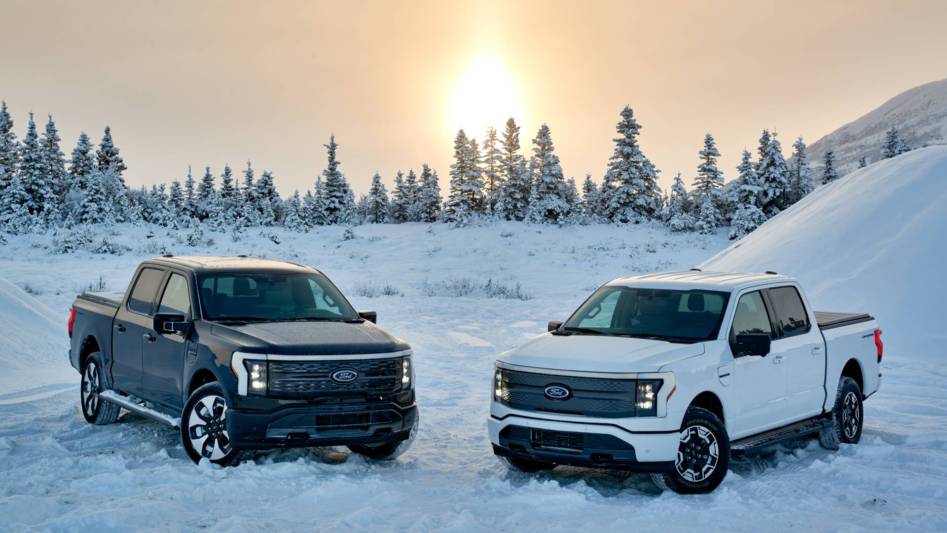 Preproduction model with optional equipment driven under test conditions. Professional driver on closed course. Do not attempt. 2022 Ford F-150 Lightning production begins spring 2022.