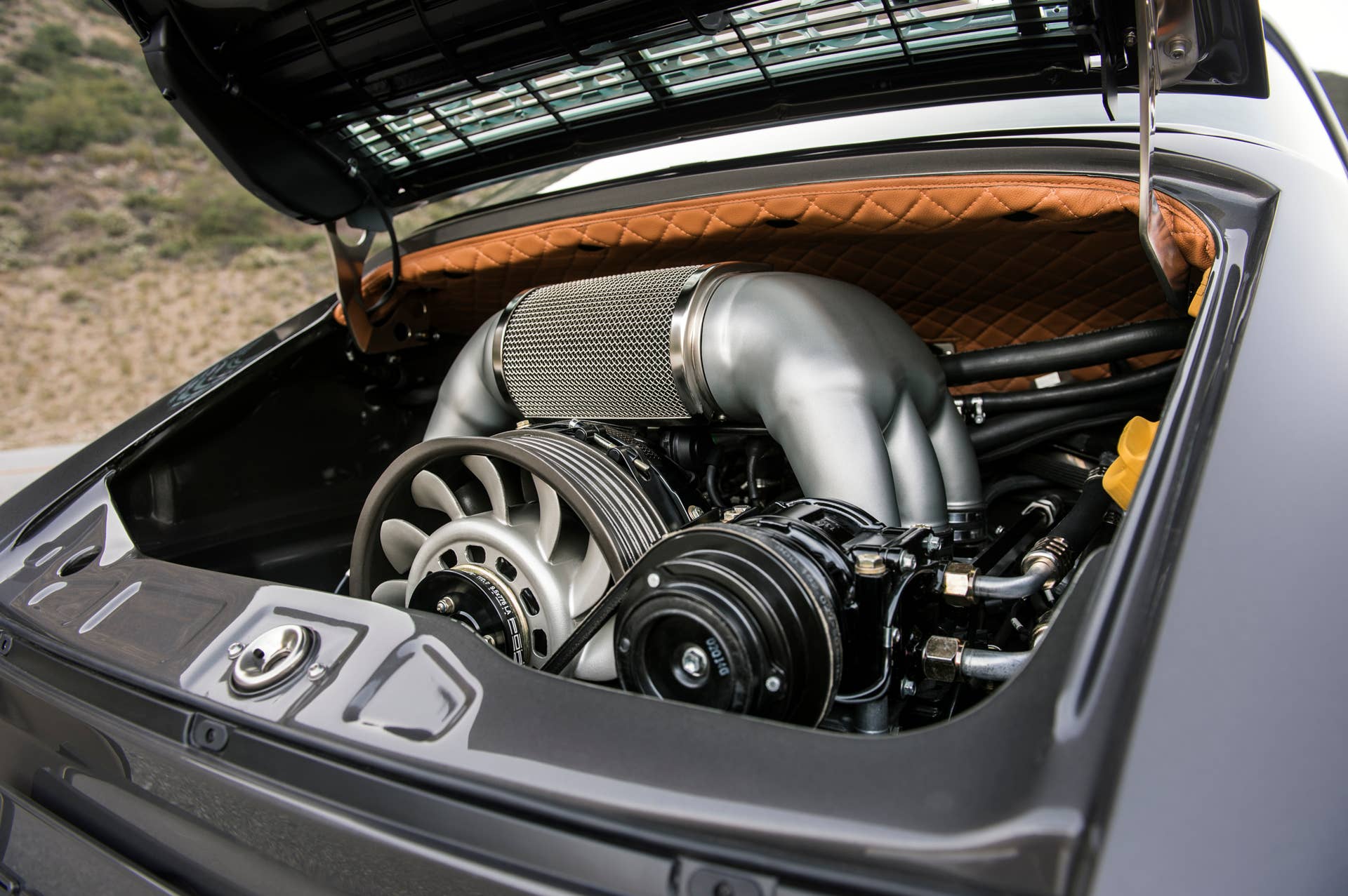 porsche 911 targa 4.0 restored by singer engine detail