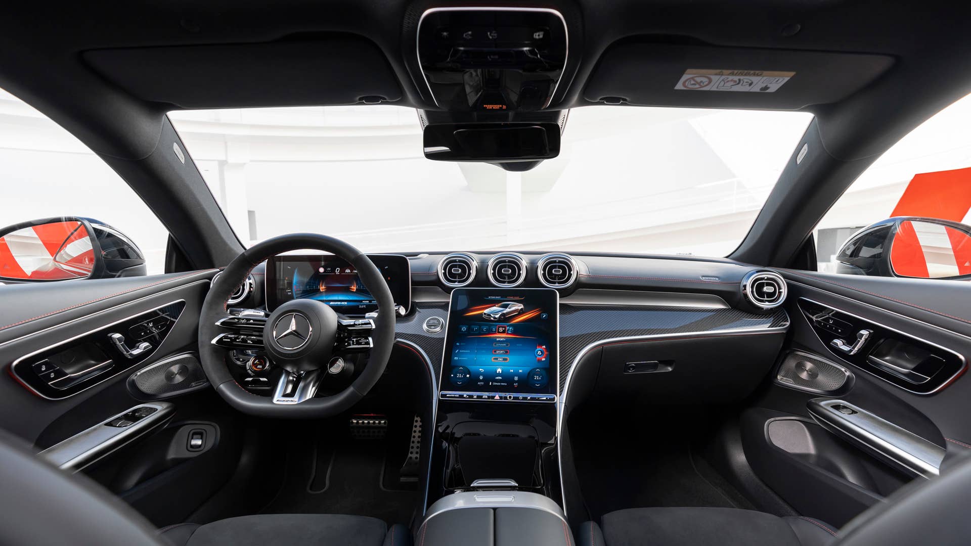 [Mercedes-AMG CLE 53 4MATIC+ | Kraftstoffverbrauch kombiniert: 9,7-9,3 l/100 km | CO₂-Emissionen kombiniert: 220-212 g/km]* Exterieur: graphitgrau magno; Interieur: schwarz mit roten Ziernähten. // [Mercedes-AMG CLE 53 4MATIC+| fuel consumption combined: 9,7-9,3 l/100 km | CO₂-emissions combined: 220-212 g/km]* exterior: graphite grey magno; interior: black with red stitching