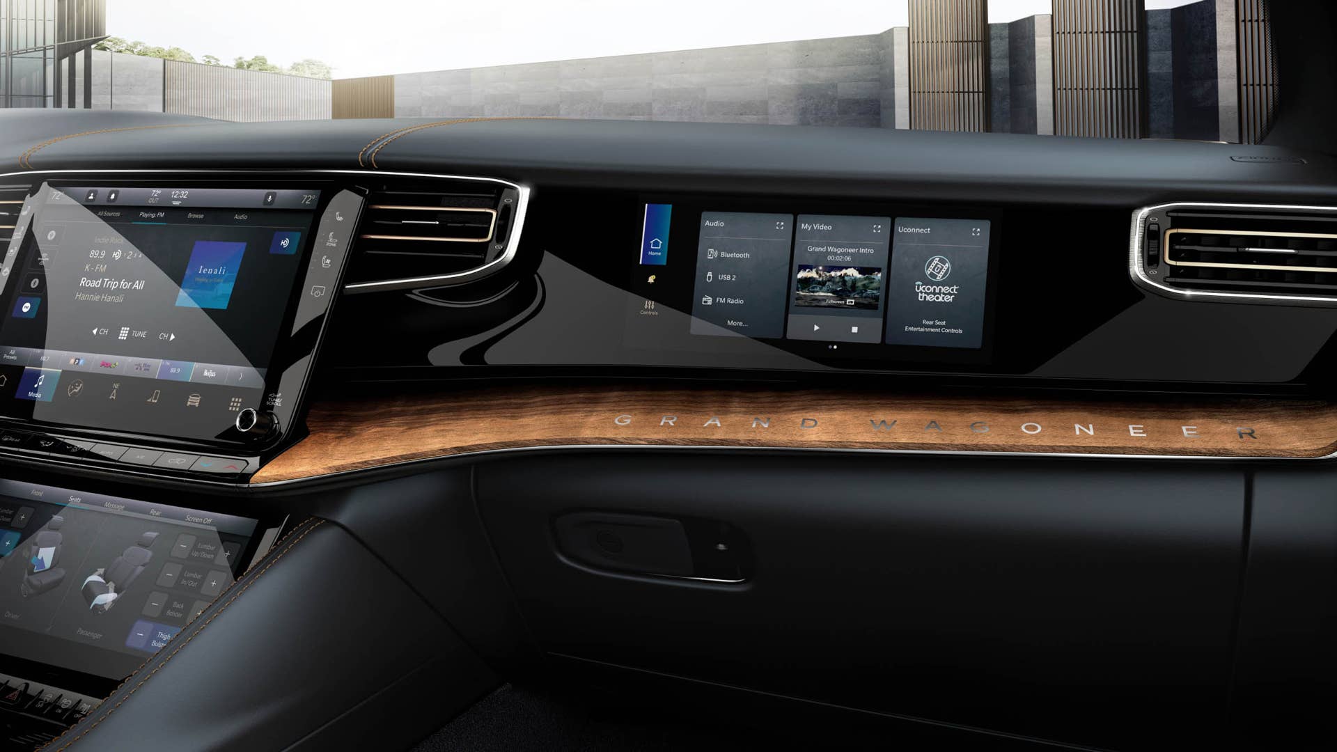 2023 Grand Wagoneer L features a 10.25-inch passenger screen that provides the front passenger with dynamic touchscreen control at their fingertips.