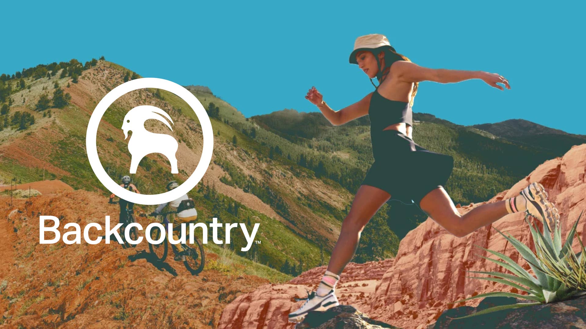 A woman hiking with a Backcountry logo