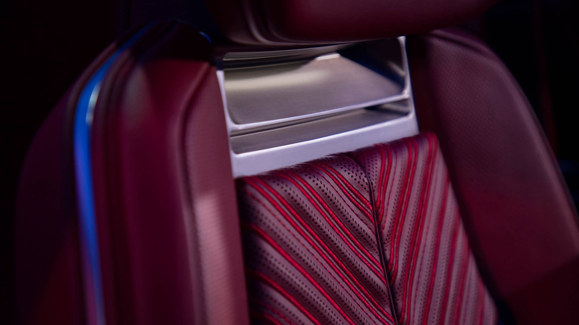 Upper view of seat inside the CELESTIQ show car. Show car images displayed throughout (not for sale).