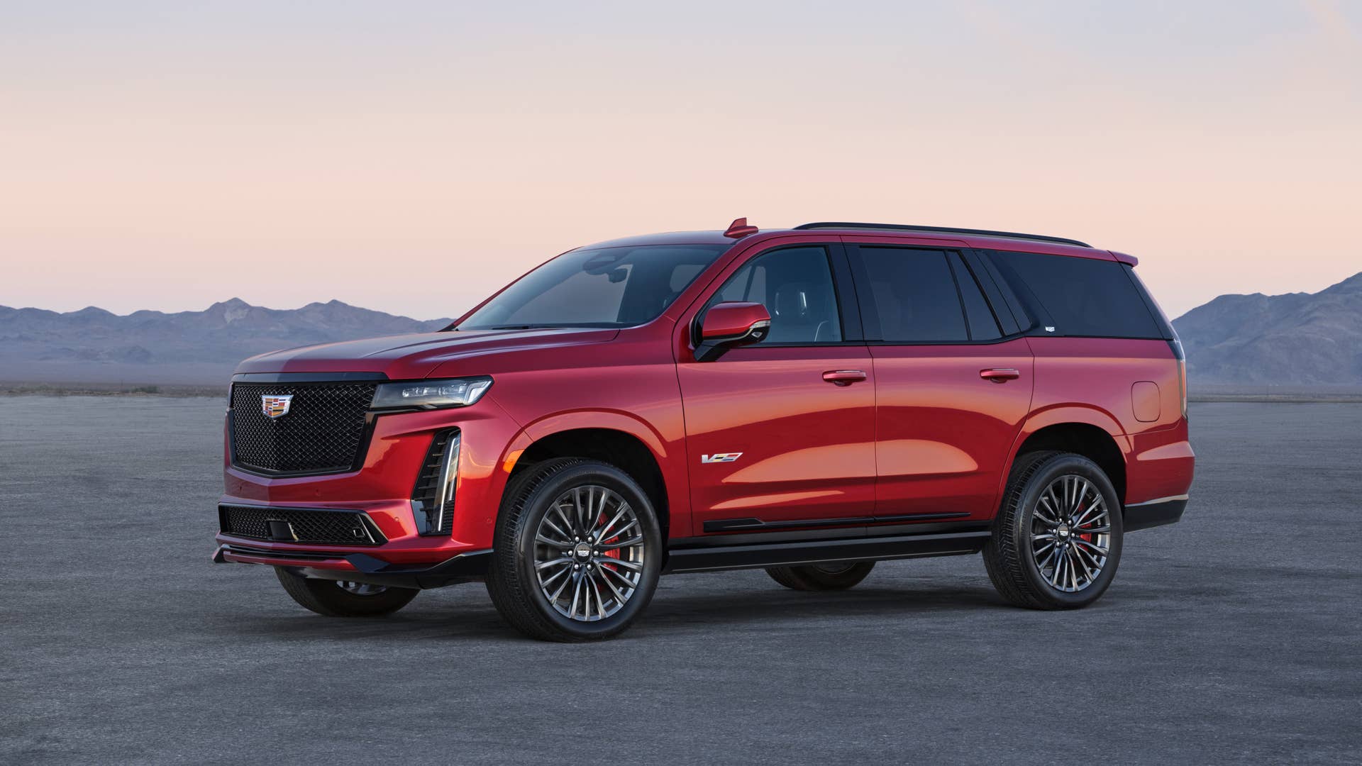 The 2023 Cadillac Escalade will be the first SUV to don the high-performance V-Series badge. Preproduction model shown. Actual production model will vary. Escalade-V availability will be announced spring 2022.