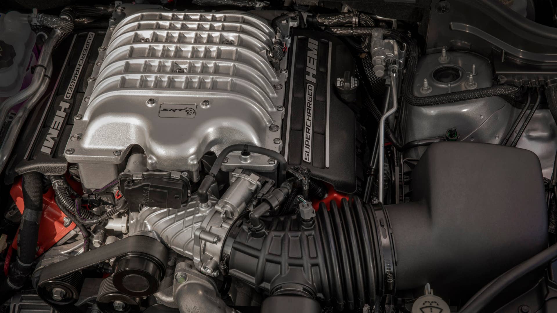 Powering the 2020 Jeep Grand Cherokee Trackhawk is a supercharged 6.2-liter V-8 engine delivering 707 horsepower and 645 lb.-ft. of torque