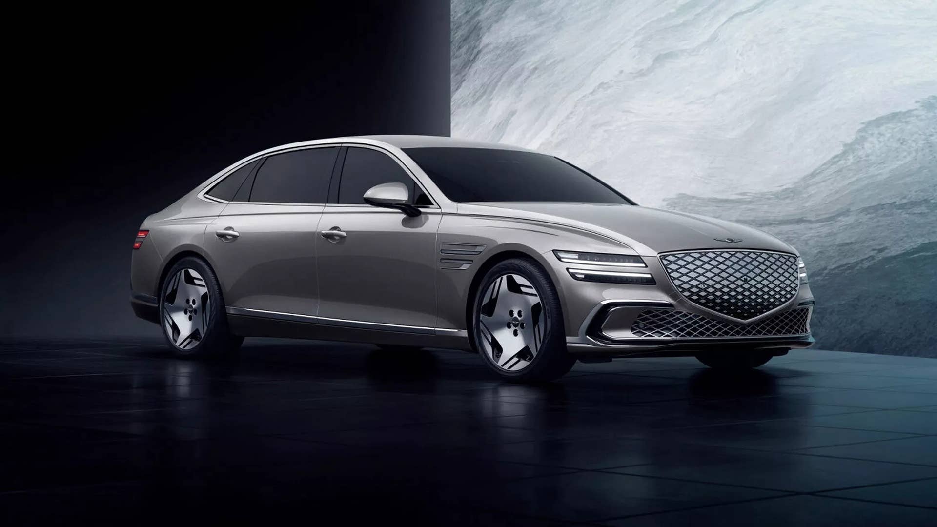 Refreshed 2026 Genesis Electrified G80 greets the public in Busan