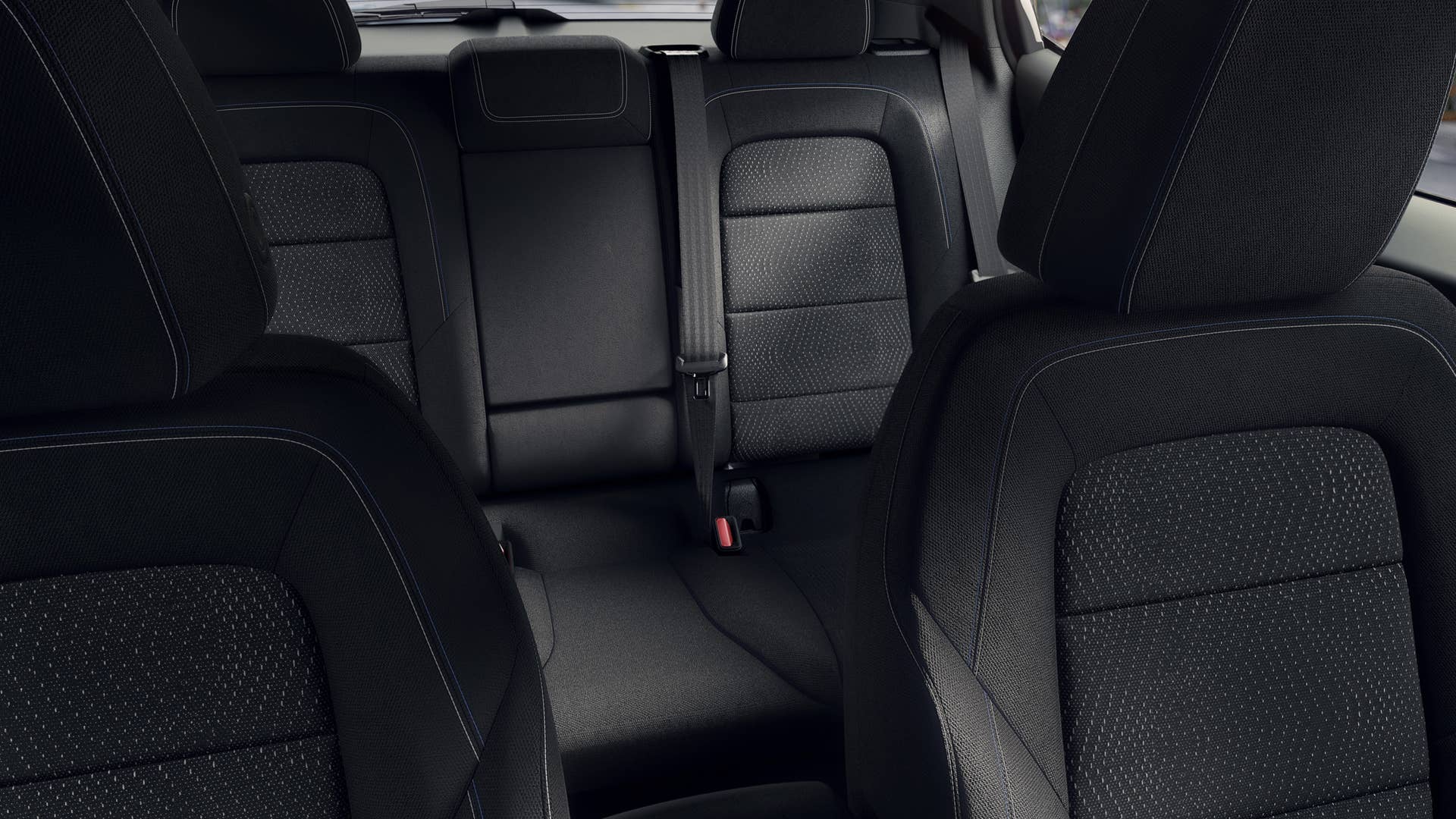 View of front and rear cabin in 2024 Chevrolet Equinox EV 1LT with Black with Blue Accents interior. Preproduction model shown. Actual production model may vary. 2024 Chevrolet Equinox EV available Fall 2023.