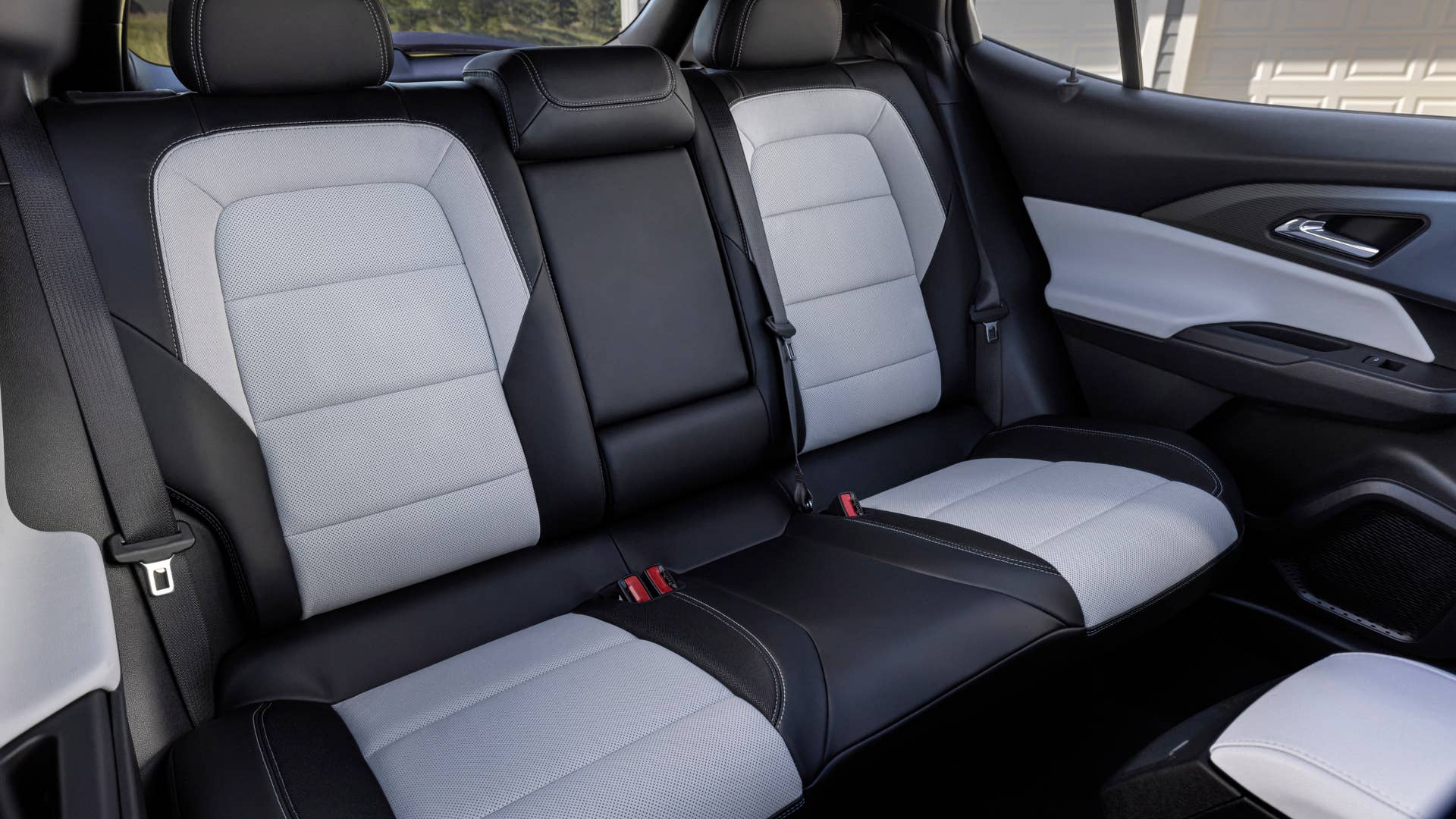 View of rear cabin in 2024 Chevrolet Equinox EV 3LT with Sky Cool Gray interior. Preproduction model shown. Actual production model may vary. 2024 Chevrolet Equinox EV available Fall 2023.