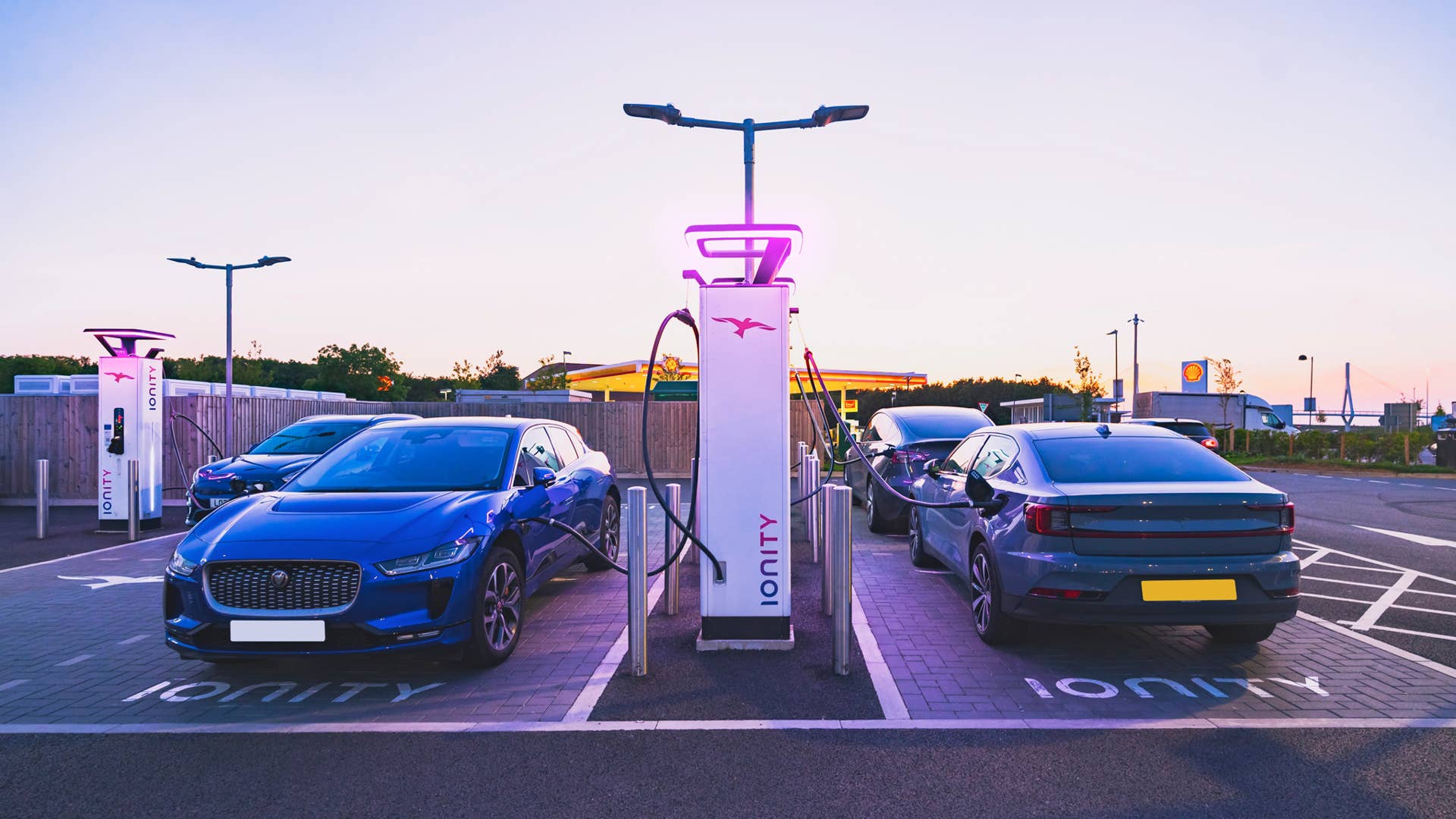 IONITY Fast Charging  United Kingdom - May 26, 2023:  Station charging electric vehicle with cable