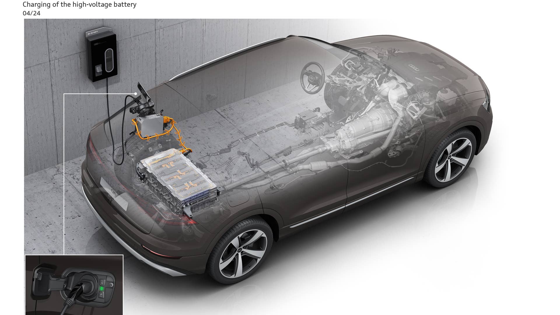 Charging with up to 7.4 kW, the battery reaches 100 percent in around three hours and 45 minutes. Audi's own charging service, Audi charging, provides access to around 630,000 charging points in 29 European countries on request.