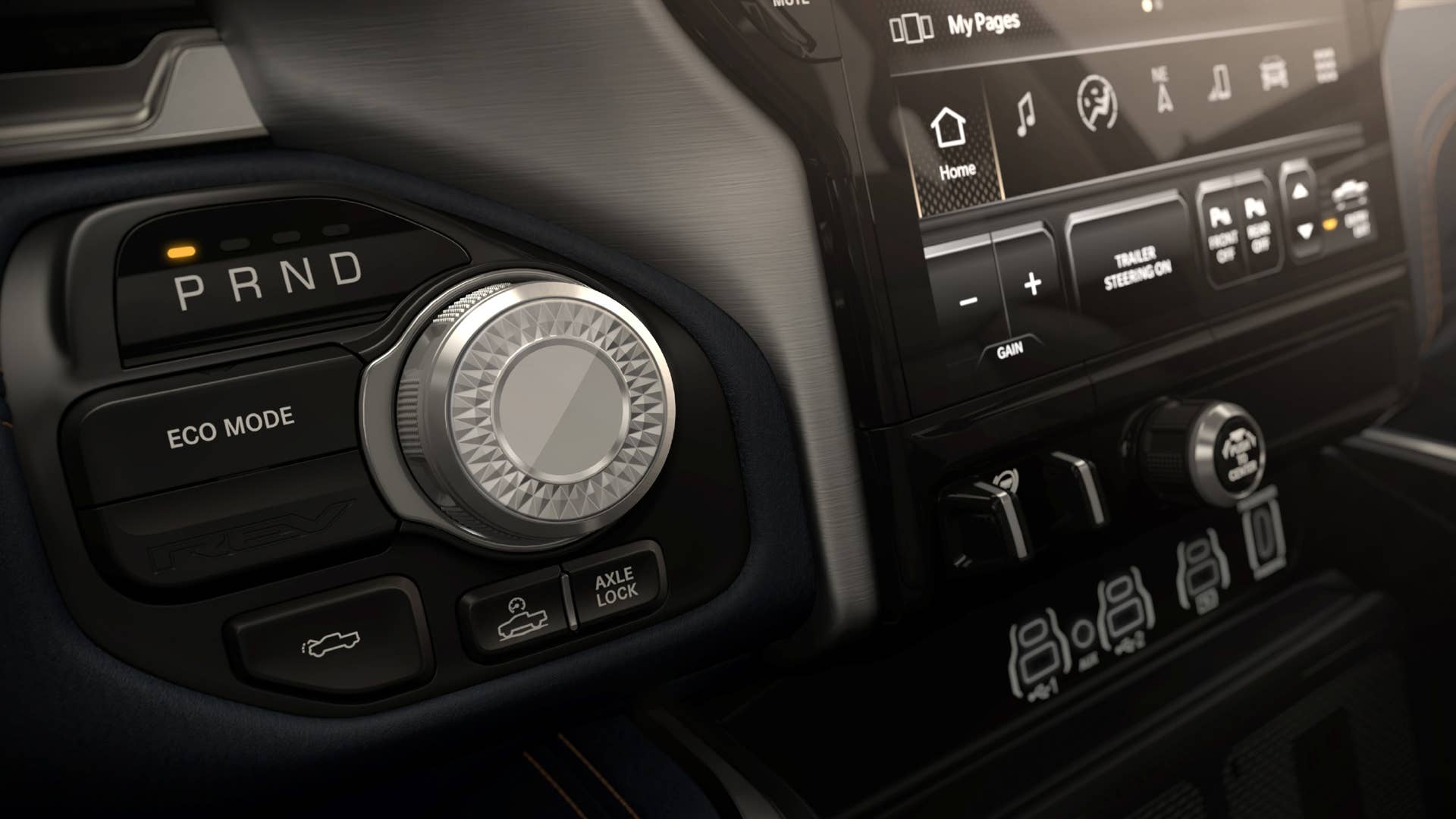 2025 Ram 1500 REV Tungsten rotary shifter