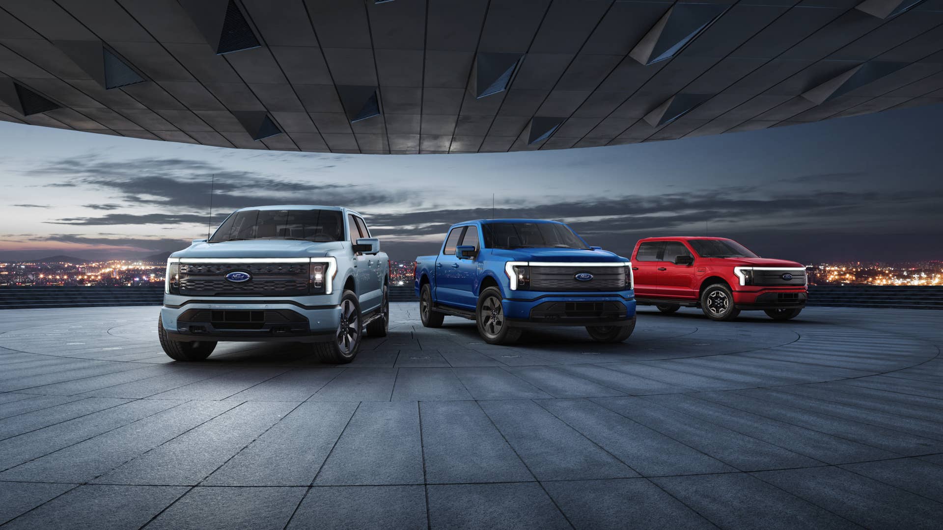 2022 Ford F-150 Lightning Platinum, Lariat, XLT. Pre-production model with available features shown. Available starting spring 2022.