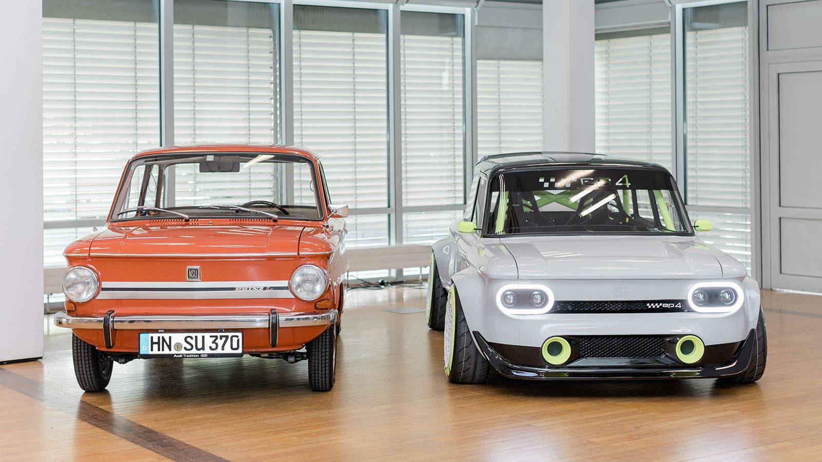 NSU Prinz 4 next to Audi NSU EP4