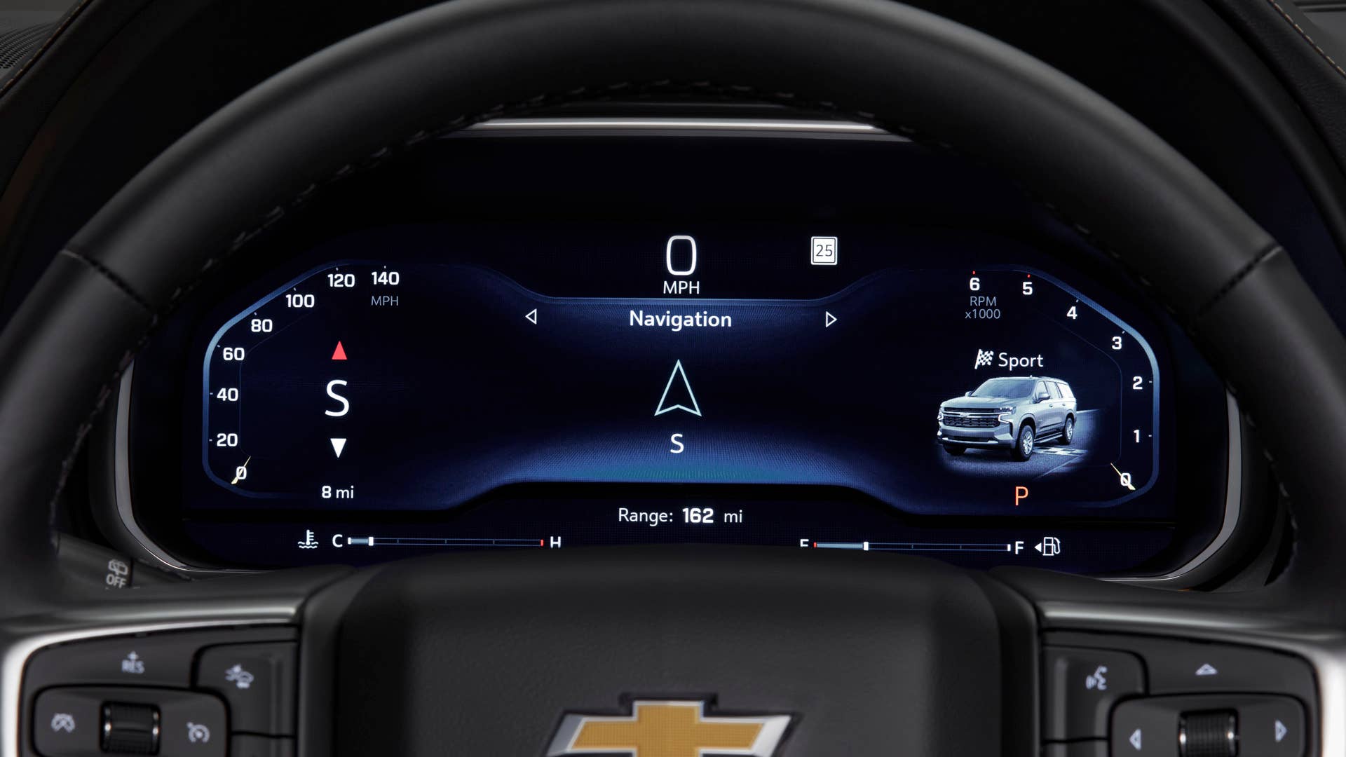 A 12.3-inch-diagonal configurable digital instrument cluster is standard on the 2022 Chevrolet Tahoe and Suburban for LT trims and above.
