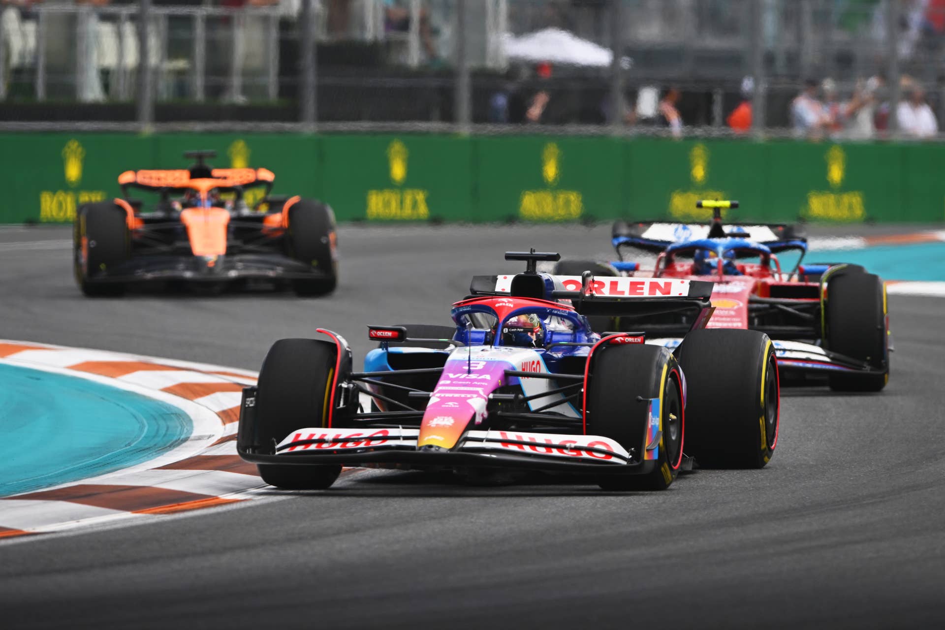 MIAMI, FLORIDA - MAY 04: Daniel Ricciardo of Australia driving the (3) Visa Cash App RB VCARB 01 on track during the Sprint ahead of the F1 Grand Prix of Miami at Miami International Autodrome on May 04, 2024 in Miami, Florida. (Photo by Rudy Carezzevoli/Getty Images)