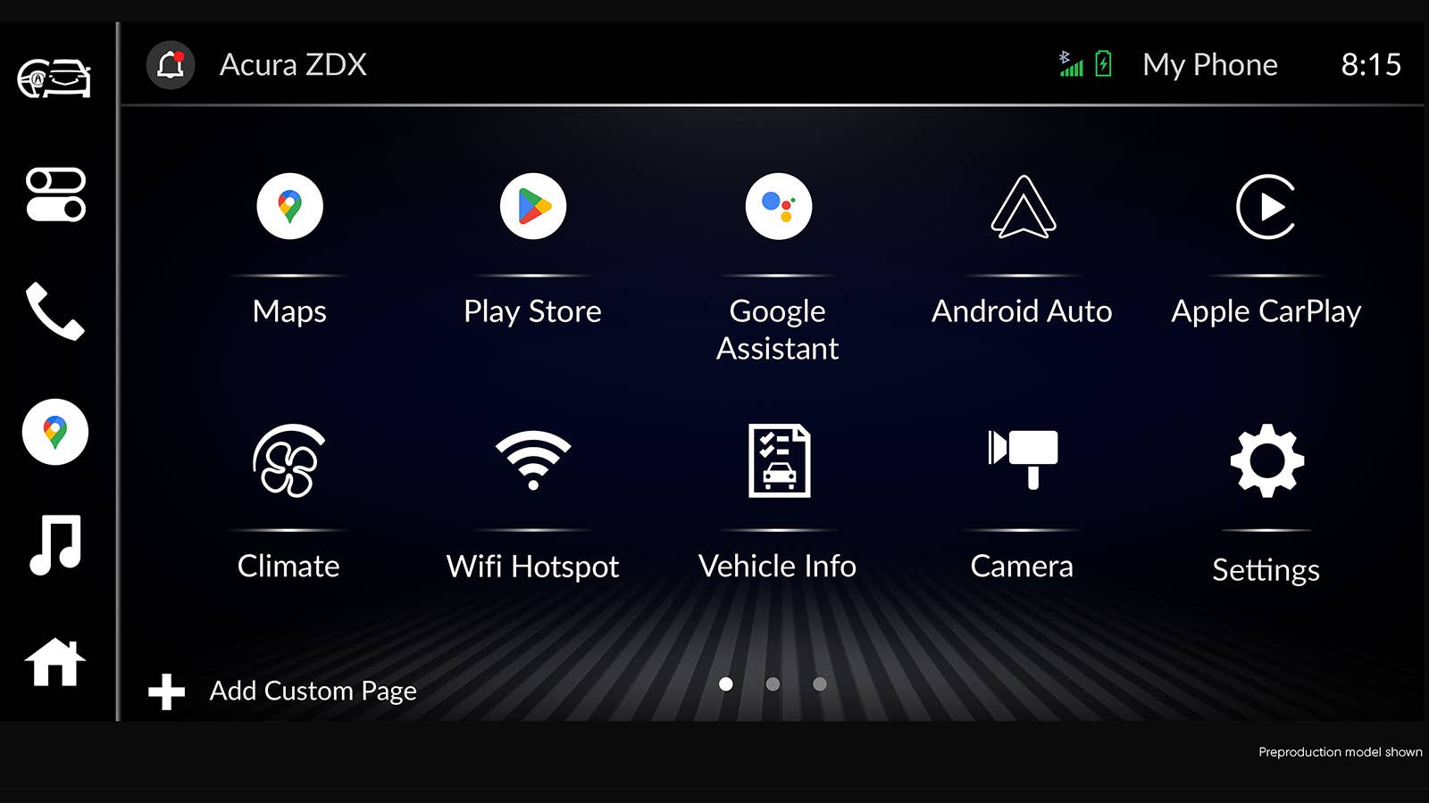 Acura ZDX In-Car Connectivity Screen