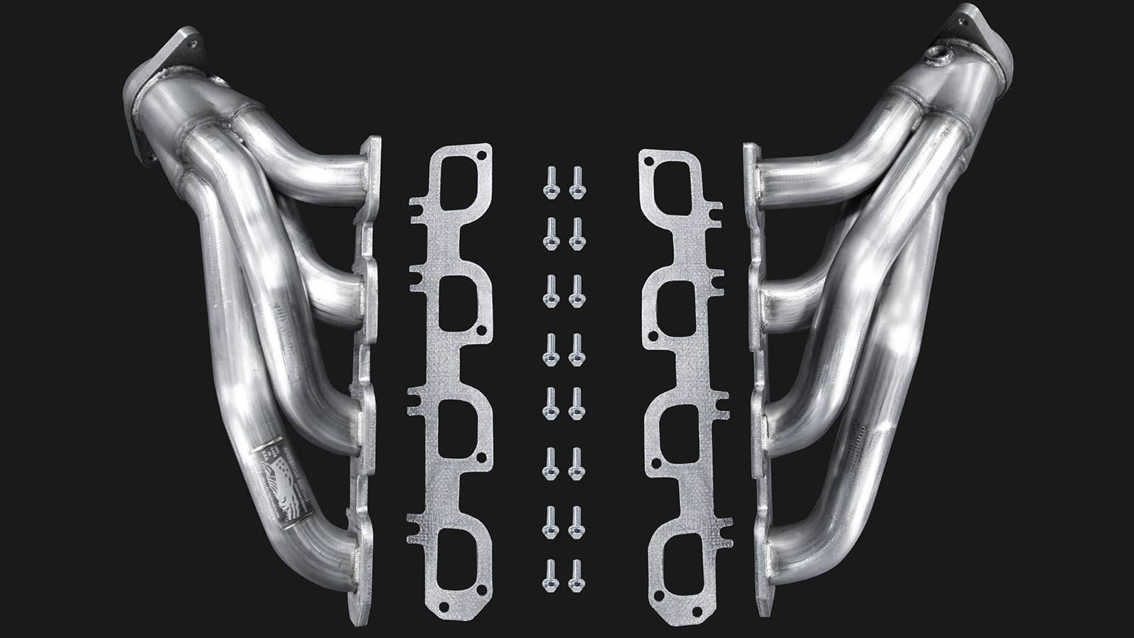 Direct Connection-licensed American Racing Headers for the Dodge Charger, Dodge Challenger and Dodge Durango, made from 304 stainless steel, work with an X-pipe exhaust crossover system to handle huge HEMI® engine power, including supercharged applications