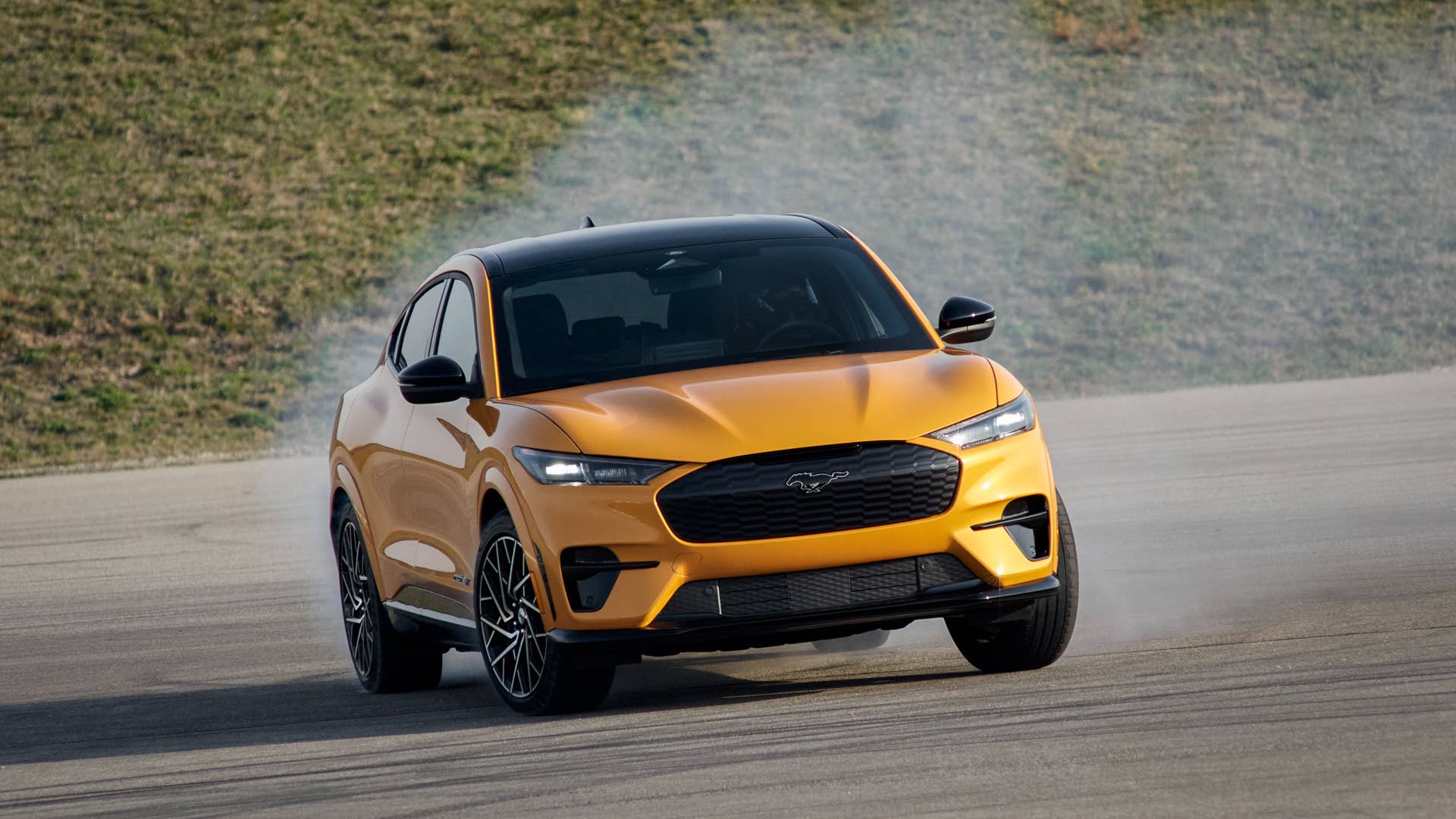 2021 Ford Mustang Mach-E GT available early fall 2021. (Closed course. Professional driver. Do not attempt.)