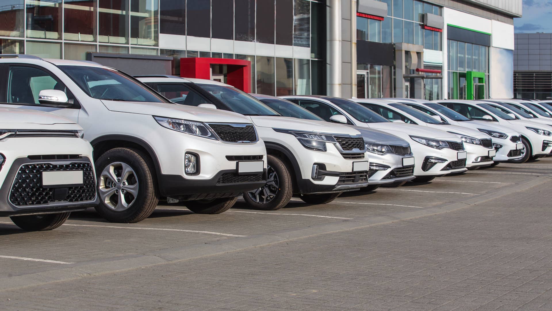 Cars For Sale Stock Lot Row. Car Dealer Inventory