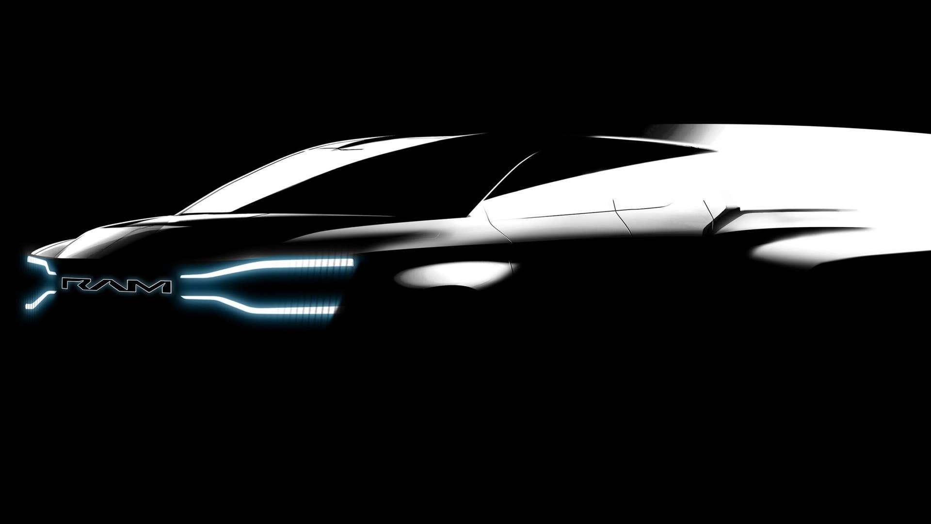 2024 Ram 1500 BEV Teaser from Strategic Plan Presentation. (Stellantis).