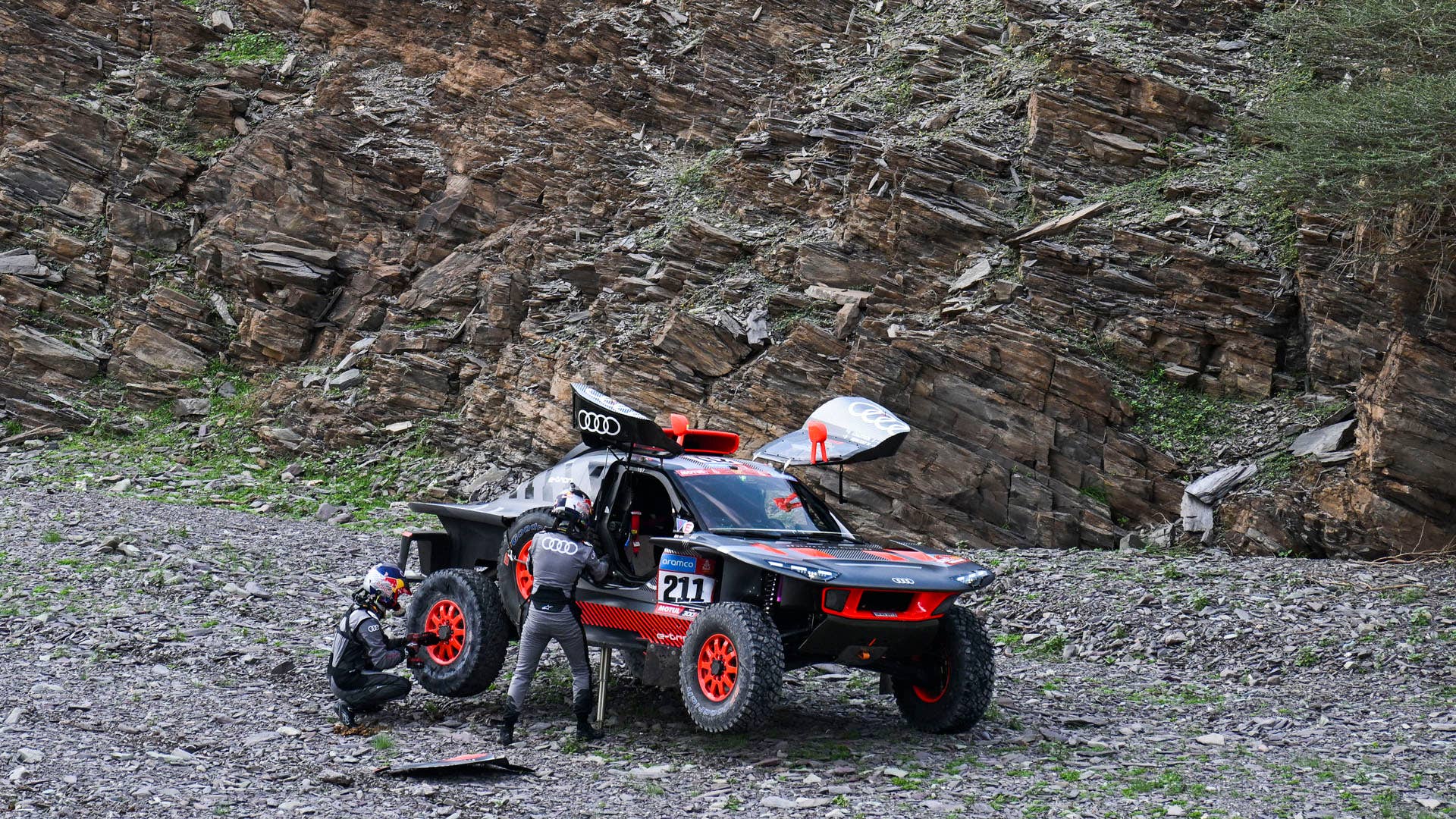 211 EKSTROM Mattias (swe), BERGVIST Emil (swe), Team Audi Sport, Audi RS Q e-tron E2, Auto, action during the Stage 2 of the Dakar 2023 between Sea Camp and Al-'Ula, on January 2nd, 2023 in Al-'Ula, Saudi Arabia - Photo Eric Vargiolu / DPPI