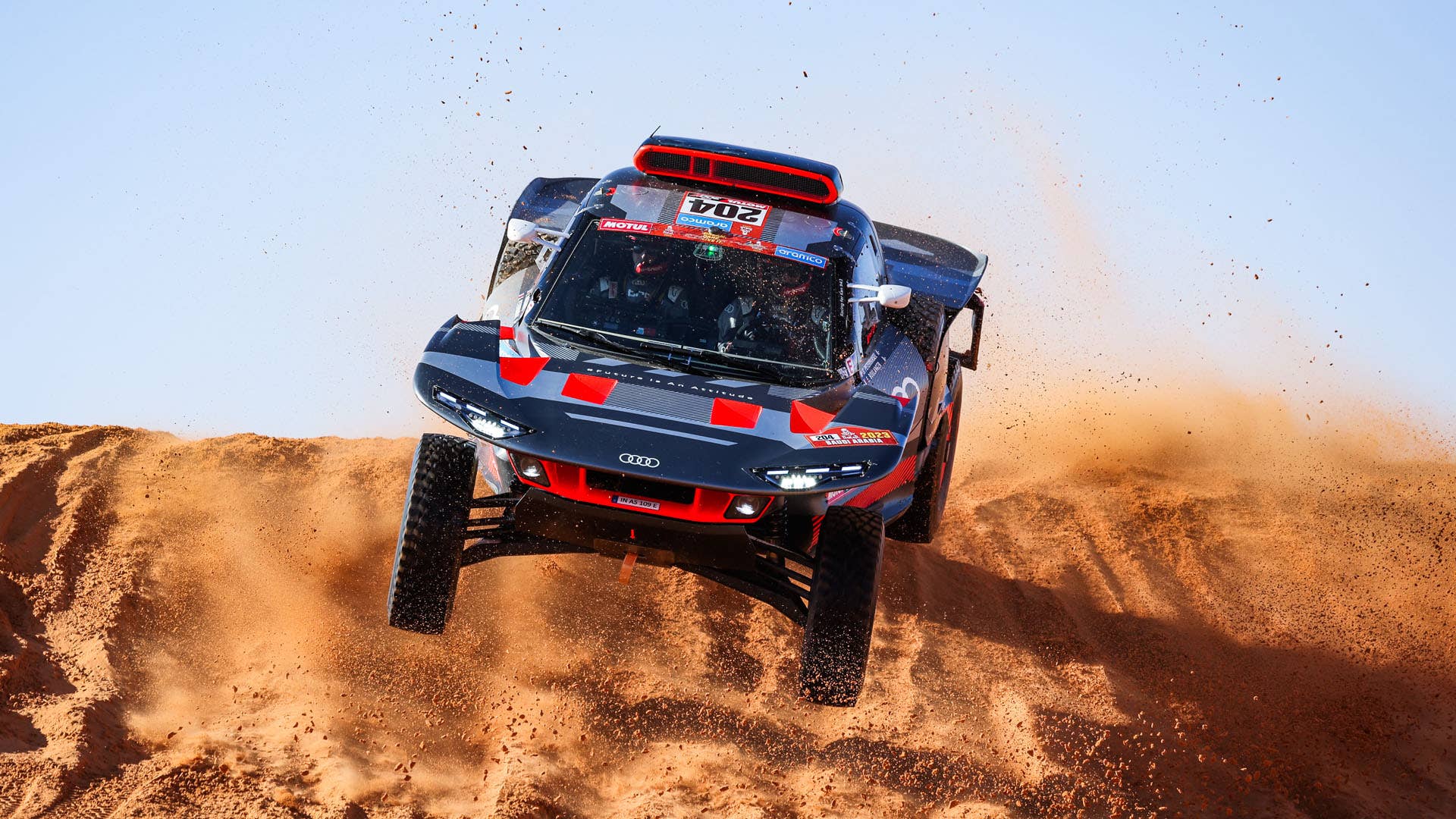 204 PETERHANSEL Stéphane (fra), BOULANGER Edouard (fra), Team Audi Sport, Audi RS Q e-tron E2, Auto, action during the Stage 5 of the Dakar 2023 around Haïl, on January 5th, 2023 in Haïl, Saudi Arabia - Photo Florent Gooden / DPPI