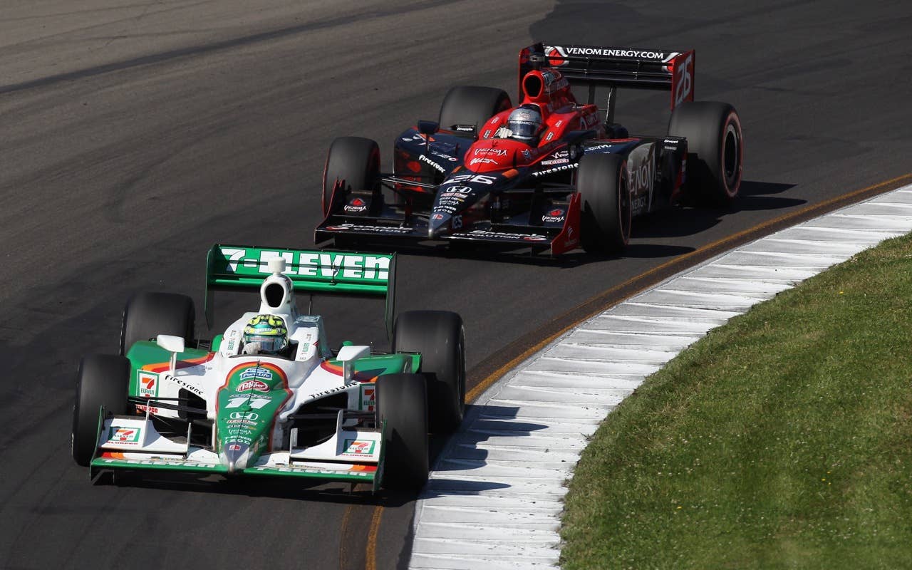 during the IZOD IndyCar Series Camping World Grand Prix at the Glen at Watkins Glen International on July 4, 2010 in Watkins Glen, New York.