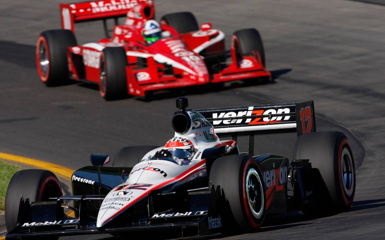 during final practice for the IndyCar Series' auto race Sunday, July 4, 2010, at Watkins Glen International in Watkins Glen, N.Y. (AP Photo/David Boe)