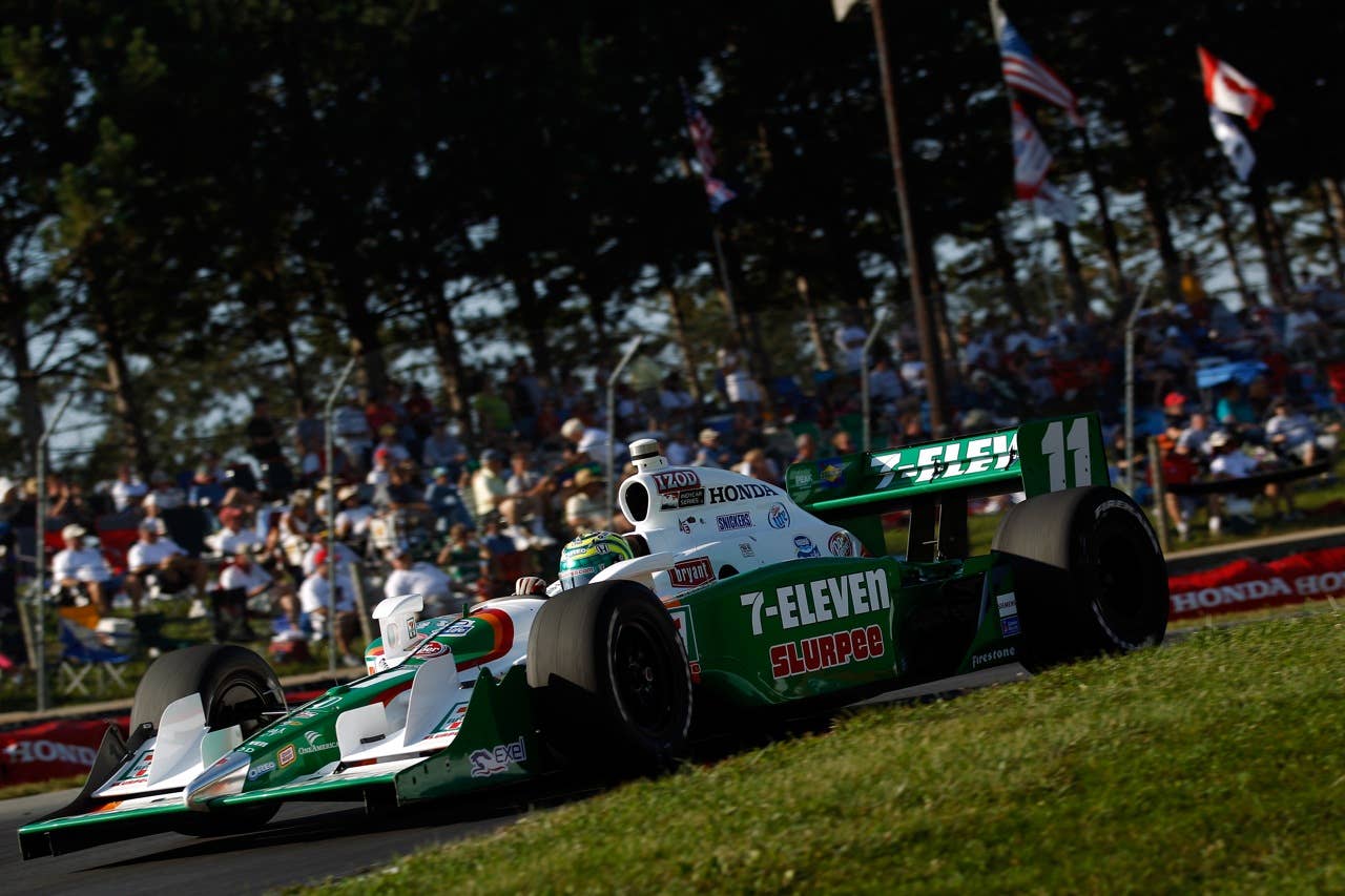 LEXINGTON, OH - AUGUST 08:  Tony Kanaan of Brazil, driver of the #11 Team 7-Eleven Dallara Honda drives during the warm up session prior to the IZOD IndyCar Series Honda Indy 200 on August 8, 2010 in Lexington, Kentucky.  (Photo by Chris Graythen/Getty Images)