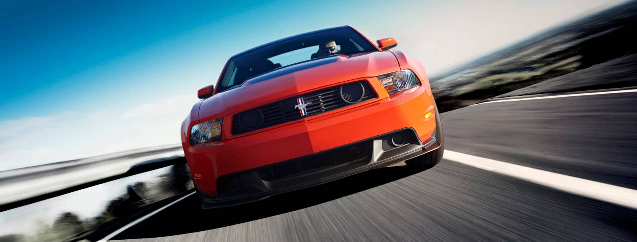 2012 Ford Mustang Boss 302: The 2012 Mustang Boss 302 signals the rebirth of the Boss name, powered by a high-revving 440-hp version of the company's all-new 5.0-liter V8. (08/13/2010)