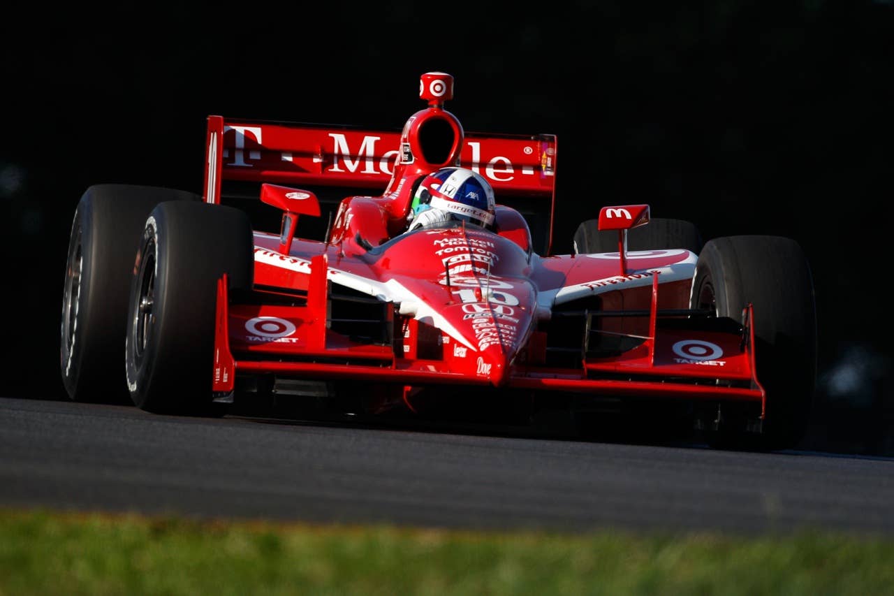 LEXINGTON, OH - AUGUST 07:  Dario Franchitti of Scotland, driver of the #10 Target Chip Ganassi Racing Dallara Honda drives during practice for the IZOD IndyCar Series Honda Indy 200 on August 7, 2010 in Lexington, Ohio.  (Photo by Chris Graythen/Getty Images)