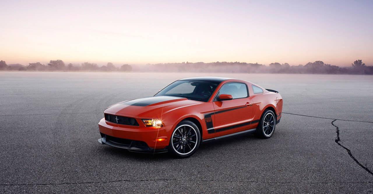 2012 Ford Mustang Boss 302: The high-performance 2012 Mustang Boss 302 features a unique exterior treatment, race-inspired wheels and aerodynamics and a high-revving 440-hp version of the company's all-new 5.0-liter V8.