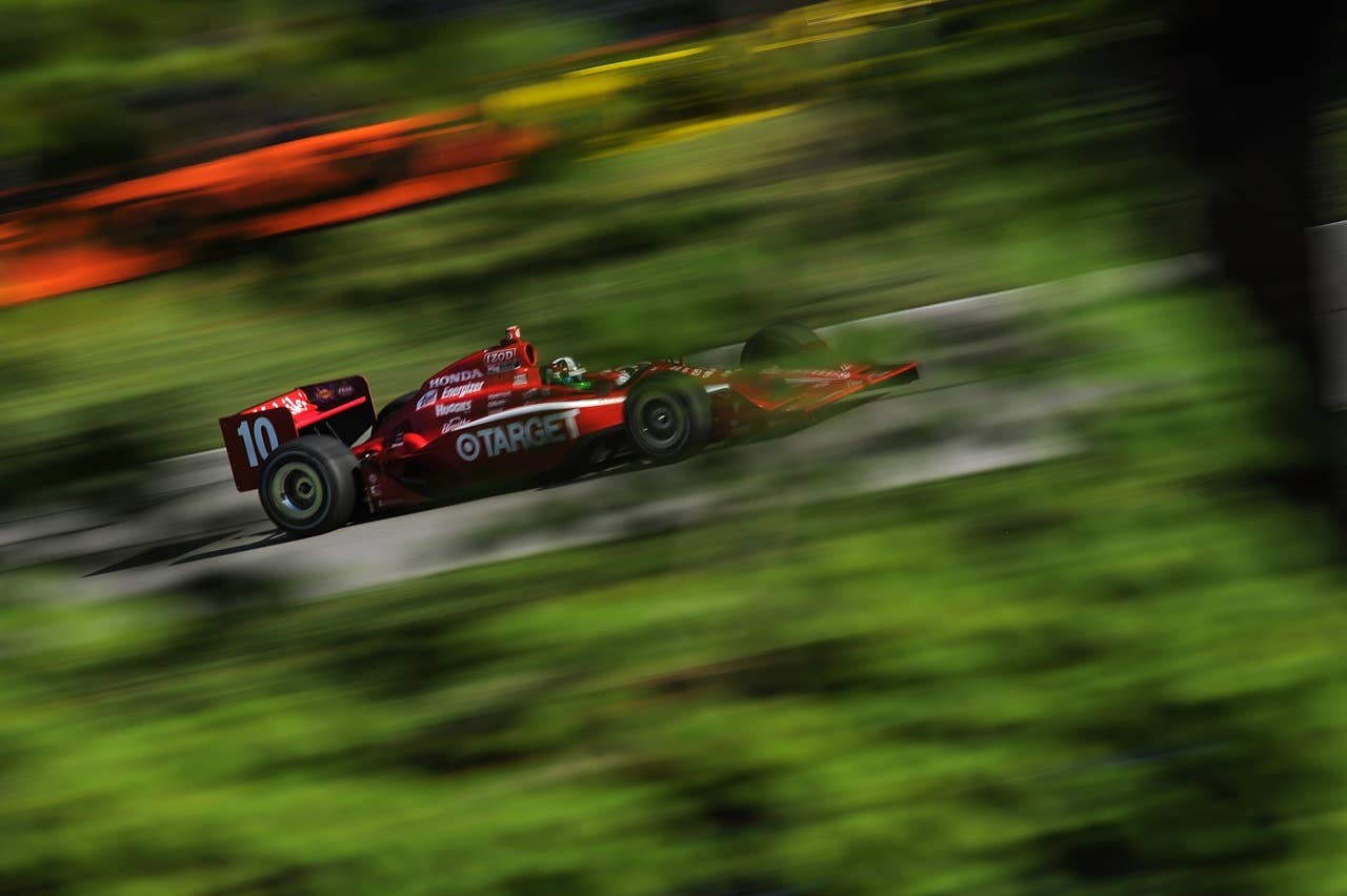 LEXINGTON, OH - AUGUST 07:  Dario Franchitti of Scotland drives the # 10 Target Chip Ganassi Dallara Honda during practice for the IZOD Indycar Series Honda Indy 200 at the Mid-Ohio Sports Car Course on August 7, 2010 in Lexington, Ohio.  (Photo by Rick Dole/Getty Images)