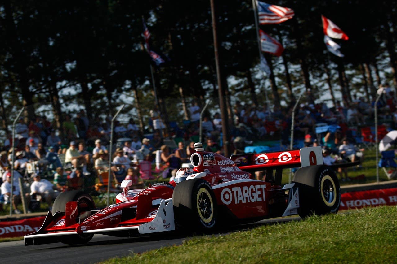 LEXINGTON, OH - AUGUST 08:  Scott Dixon of New Zealand, driver of the #9 Target Chip Ganassi Racing Dallara Honda drives during the warm up session prior to the IZOD IndyCar Series Honda Indy 200 on August 8, 2010 in Lexington, Kentucky.  (Photo by Chris Graythen/Getty Images)