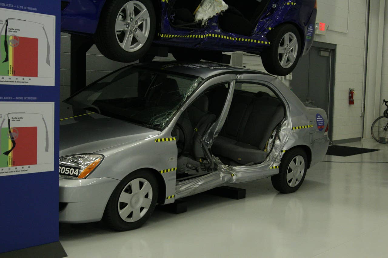 2005 Mitsubishi Lancer after new side-impact test at 31 mph