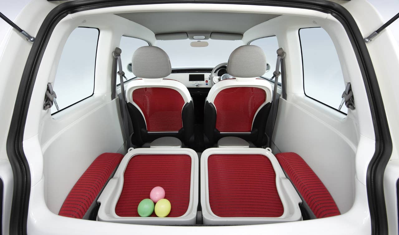 As you can see, the Honda EV-N can expertly carry three Easter eggs in its cargo area.