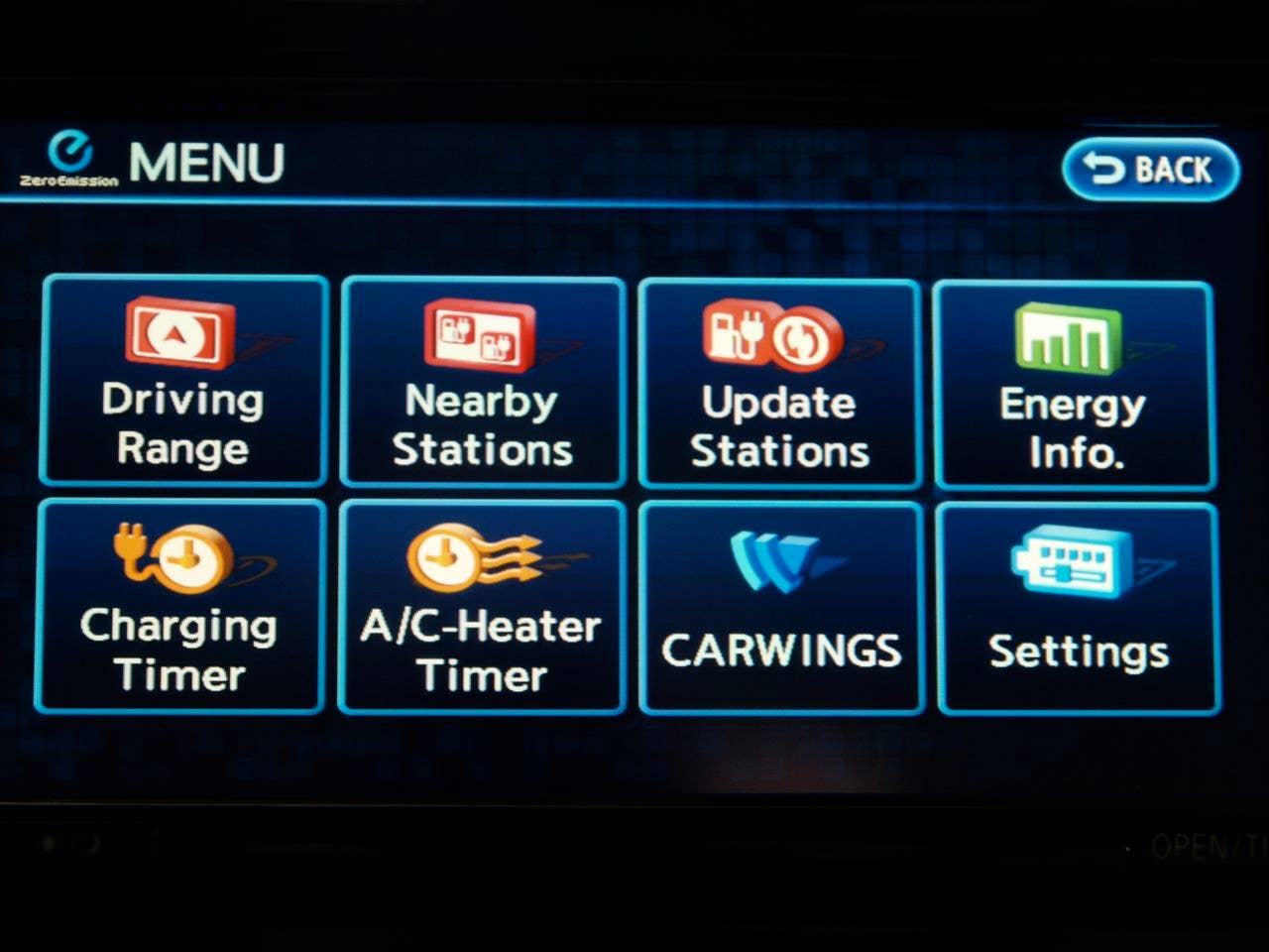 Nissan Leaf info screen