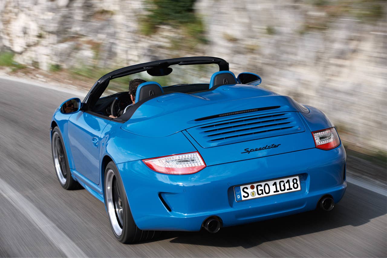 2011 Porsche 911 Speedster, rear 3/4 view
