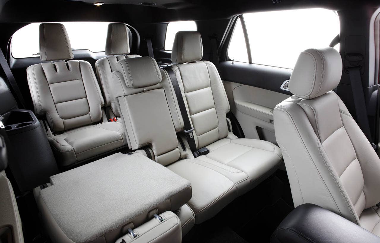 2011 Ford Explorer: Explorer's second-row offers 60/40 split fold flat bench seating. (07/26/2010)