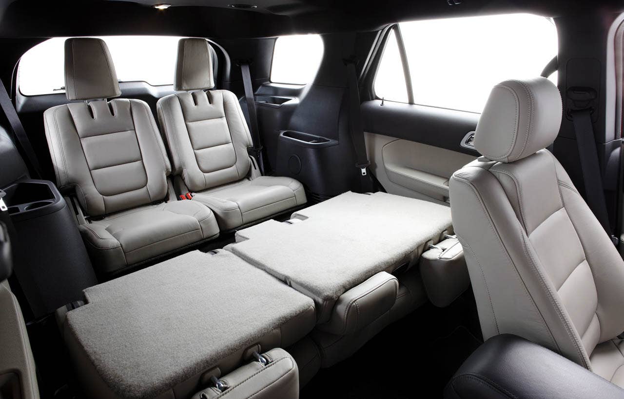 2011 Ford Explorer: Explorer second-row seats fold flat for easy cargo loading. (07/26/2010)