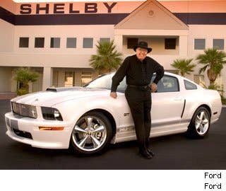 By the 2000's, Shelby had returned to Ford as a consultant on its revival of the GT40. He gave his blessing to a stunning Cobra Concept that debuted at the 2004 Detroit auto show, and the next year a new series of Shelby Mustangs was launched by the automaker at the top of its Mustang lineup. Ford has continued to build and market Shelby GT500's since, and Shelby himself had often acted as a spokesman for the automaker. Pictured: Carroll Shelby with the 2007 Ford Shelby GT Mustang