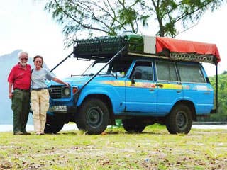 The journey began as a one-year escape from his job as a software developer and hers as a secretary, but it quickly spiraled into one without a return date. So far, they've parked the Land Cruiser near Egyptian pyramids and Australia's Ayers Rock. And everywhere in between.  They've been on the road for 9,493 days, according to the meticulously kept statistics on their website, consumed 43,497 gallons of gas and been behind the wheel for 18,482 hours.  Truth be told, they pondered replacing their Land Cruiser once. But after a spirited debate in 2006, they found a place to fix the original in the town of Miri on the island of Borneo, and haven't regretted the decision one bit.  Thinking about taking an epic journey like the Schmids? We've got a few cars that we think will serve you very well while you see the world.