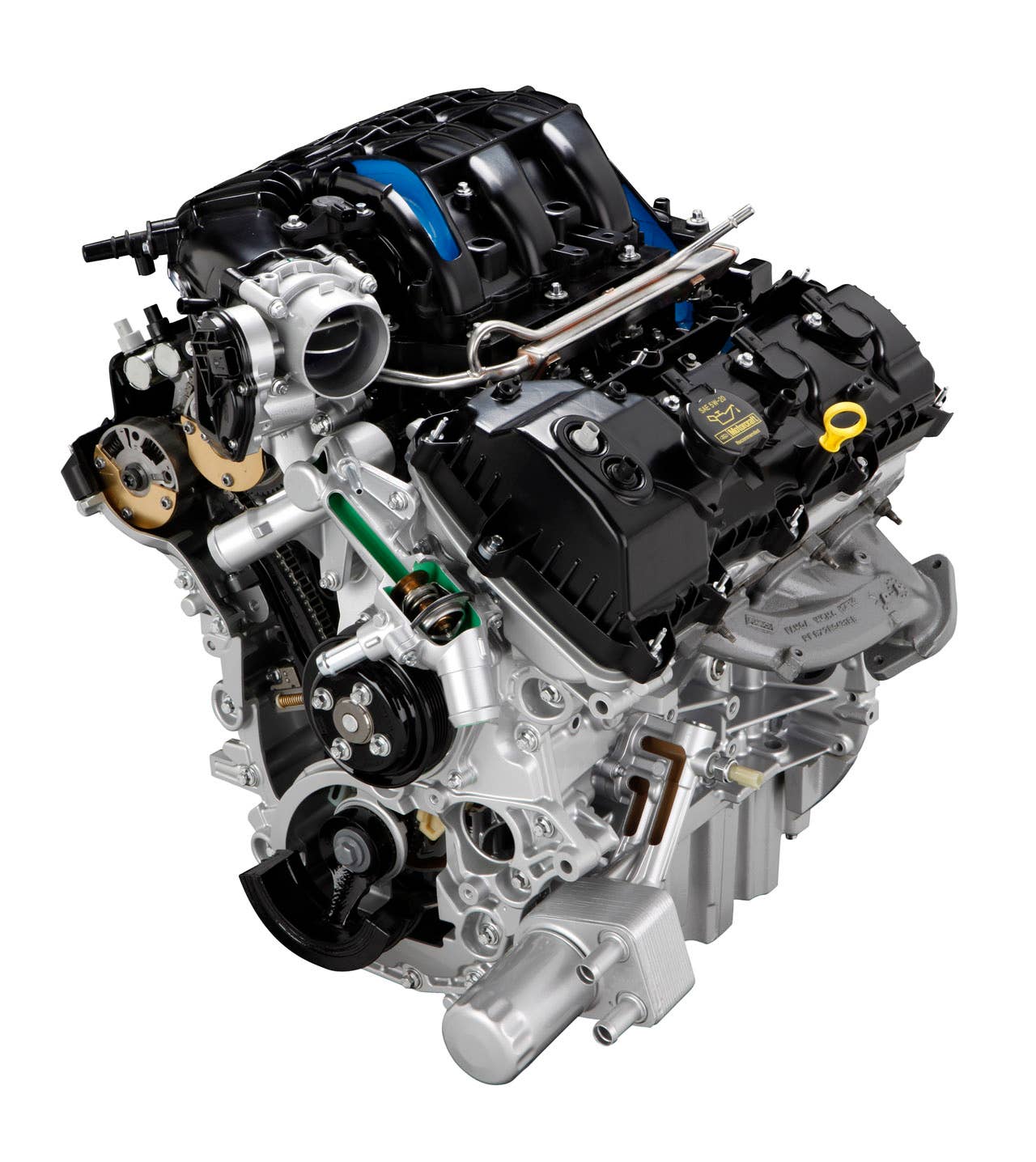 The 3.7-liter V6 powering the 2011 Ford F-150 delivers an estimated 300 horsepower and 275 lb.-ft. of torque.