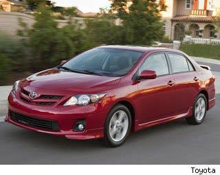 MSRP: $16,130 - $17,990 Invoice: $15,243 - $16,674 Fuel Economy: 27 mpg City, 34 mpg Highway  Average Discount Off Of MSRP (2012 Model): 9.10% Average Discount Off Of MSRP (2013 Model): 8.10%  TheToyota Corolla is a front-wheel drive five-passenger compact sedan, well-known for being reliable and economical, yet refined and comfortable.  The Corolla comes in three trims: Base, S, and LE. The powertrain is a 132 horsepower, 1.8-liter dual VVT-I engine, matched with a five-speed manual or four-speed automatic transmission. All models come standard with front, side-impact and side-curtain airbags, ABS with brake assist, and whiplash protecting front seat active head restraints.  Research the Toyota Corolla Toyota Corolla Photos & Information Toyota Corolla Best Deals Toyota Corolla Local Dealer Price Quote