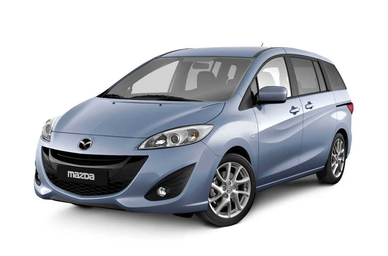 MAZDA5 EU HIGH GRADE (GER), NAP, LHD, 2.0L GE LFG (i-stop), 6MT, 17 Alloys, Discharge Headlight,Front Fog lamps, Rear Fog Lamp, Dark Silver Grille, Front Stone Guard, Rain Sensor Wipers, Tinted Glass, Clear Water Blue MC, Bluetooth,Leather Steering Wheel & Silver with Switch, CD Changer & RDS, 6 Speakers, Full Auto A/C, Seat Warmer. (Options fitted -Power Slide Door -Black Leather Interior) (NOTE: Geneva Version is High grade GER version with headlight washer and rear parking sensor removed for cleaner body shape image)