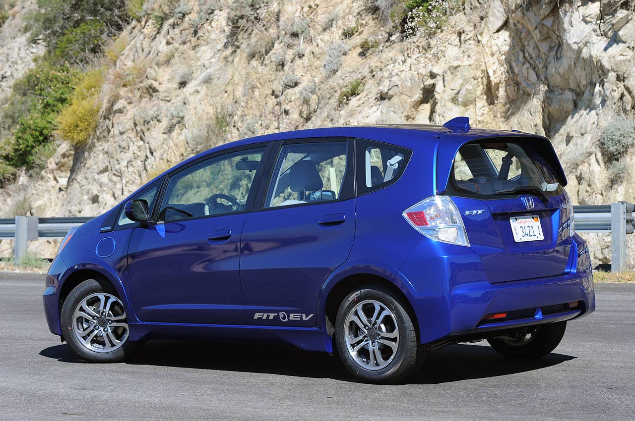 2013 Honda Fit EV rear 3/4 view