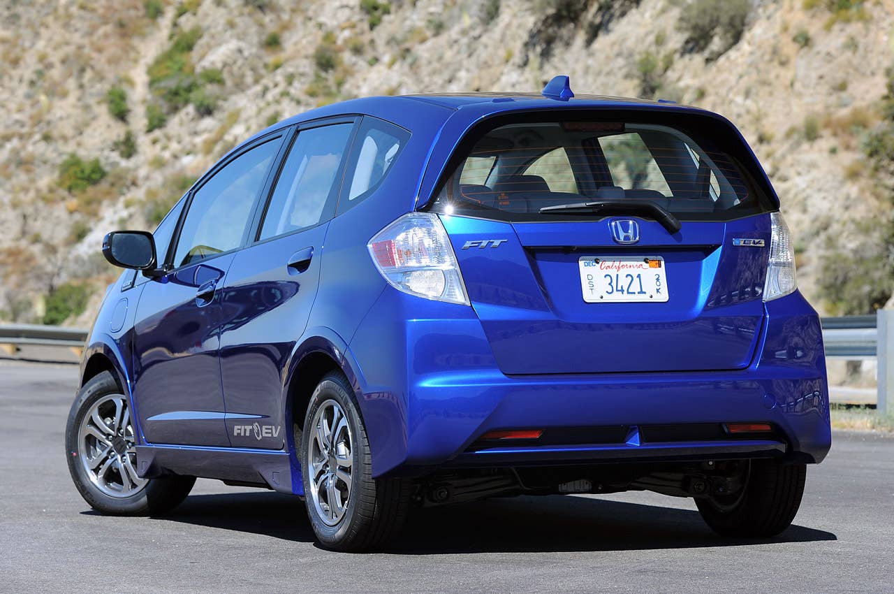 2013 Honda Fit EV rear 3/4 view