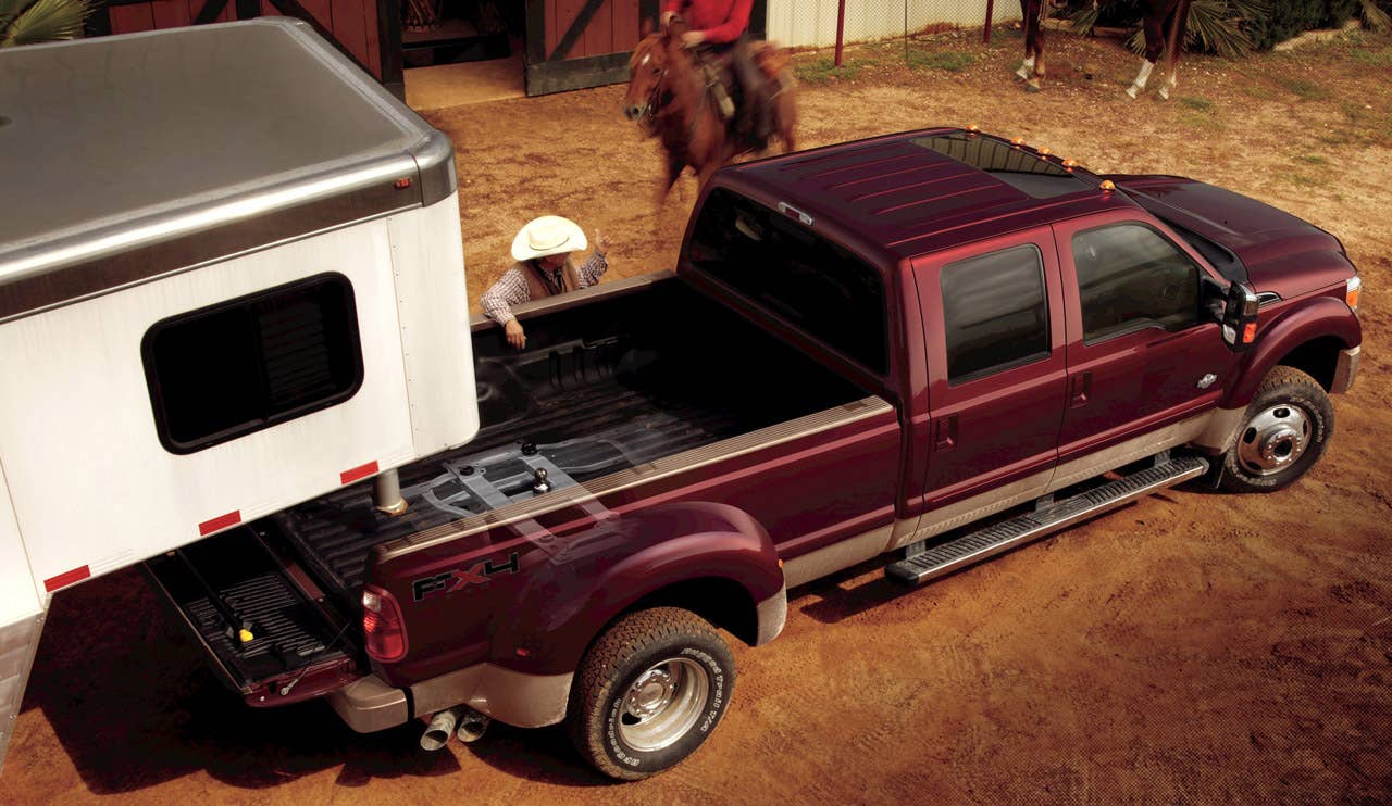 2011 Ford F-450 Super Duty: Factory-installed fifth-wheel/gooseneck trailer tow prep package and fifth-wheel and gooseneck hitch kits are available on the 2011 Ford F-Series Super Duty. (2/25/2010)