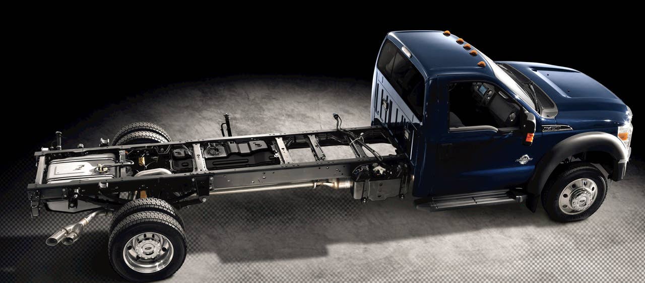 2011 Ford F-450 Super Duty: The 2011 Ford F-Series F-450 Super Duty chassis cab with the new 6.2-liter V-8 gasoline engine. (2/25/2010)